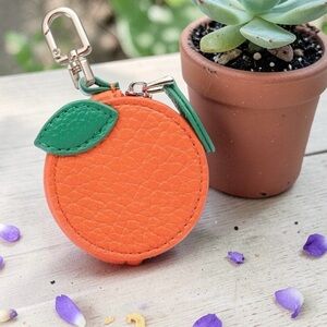 Fruit orange coin pouch keychain bag charm